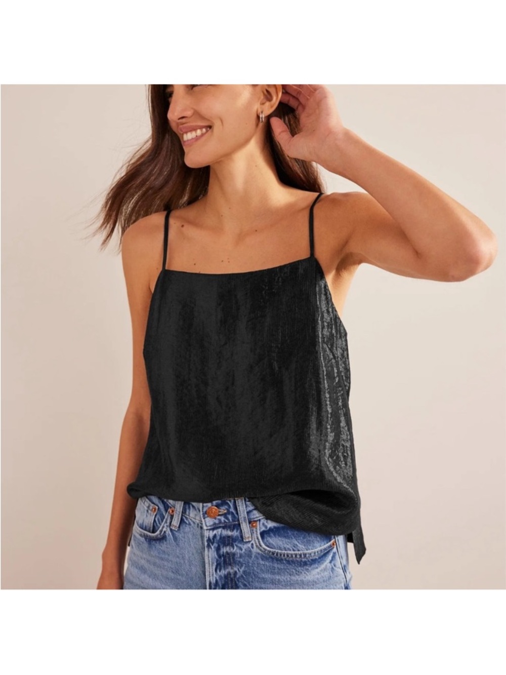Boden | Textured Camisole Top | Black | Adjustable Straps | Women’s Size 20 NWT